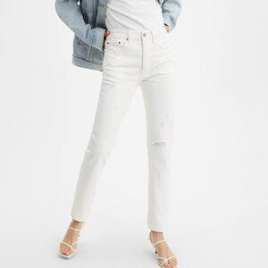 NWT Women's Levi's Premium 501 Skinny Off White Jeans Size 27x28